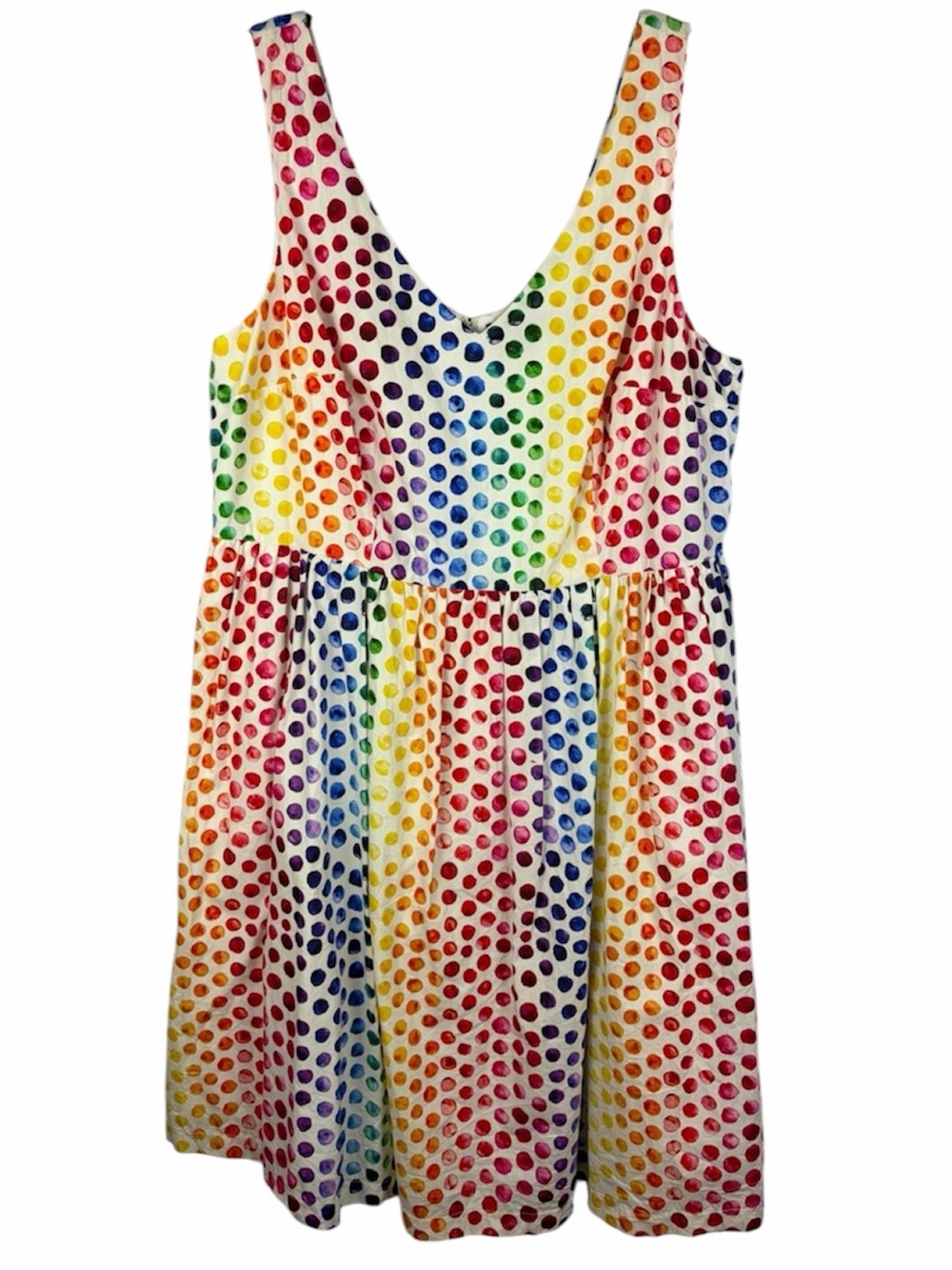 ModCloth Size 20 Rainbow Polka Dot Cotton Fit Flare Dress